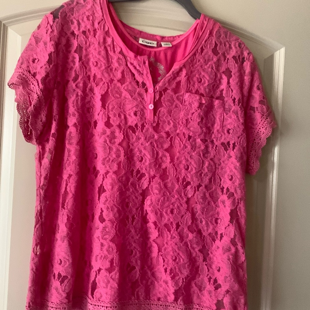 Cato Pink Top. 2 piece set with lace shirt and matching tank top. Never worn